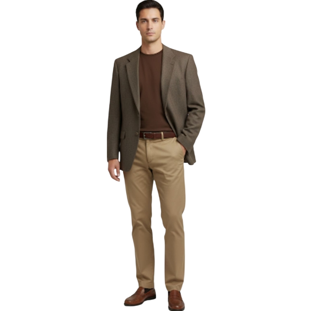 Haspel Brown/Tan 100% Lambswool Blazer Jacket Size 44R EUC